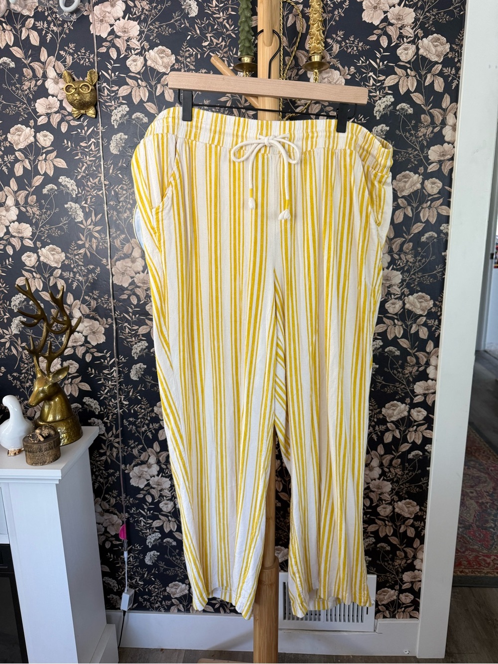 torrid Yellow & White Striped Drawstring Pants